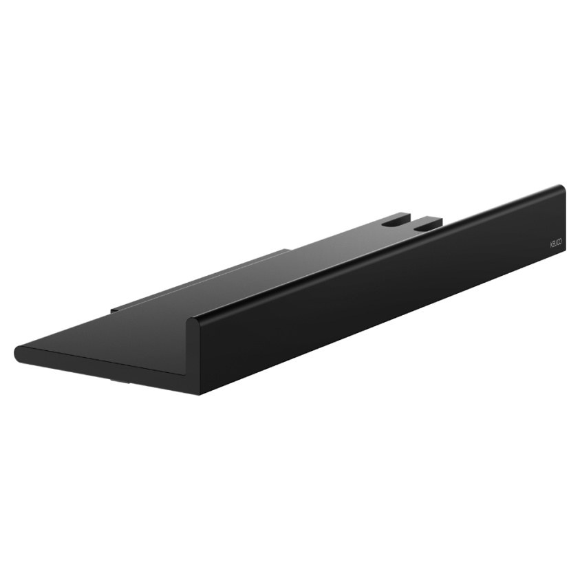 Product Cut out image of the Keuco Reva Matt Black Shower Shelf with Glass Wiper 12859 370000